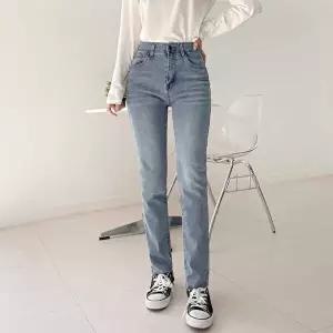 셀프 컷팅 일자 스판 팬츠 여성 데일리 청바지 (HSJ-WE4EE7E)