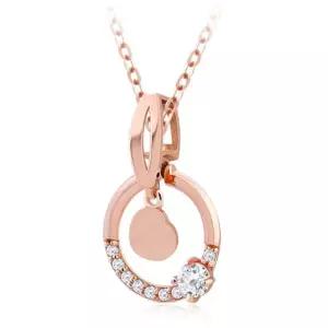 14K 로즈골드 금 큐빅 라운드 목걸이 펜던트