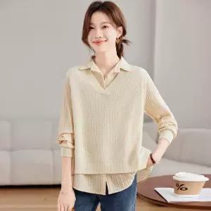 여성니트 봄가을 니트 패션 시크 캐주얼 루즈핏 투피스 상의 심쿵직구