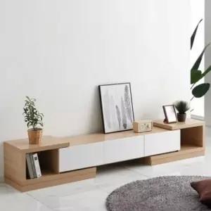 (색상 색상/고무나무원목)밀레 거실 TV장식장 티비다이 확장형 TV 다이 거실장