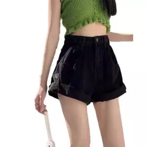 청 여름 하이웨스트 롤업 여자청반바지 A라인 청반바지 와이드 빅사이즈 원템2