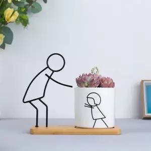 철제 다육이 가족 화분 미니 식물 인테리어 디자인 원예 소품 데코