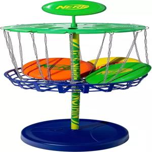 너프 디스크 골프 스타터 세트 - 3 미니 1 타겟 바구니 포함 뒷마당 해변 놀이를 위한 완벽한 휴대용