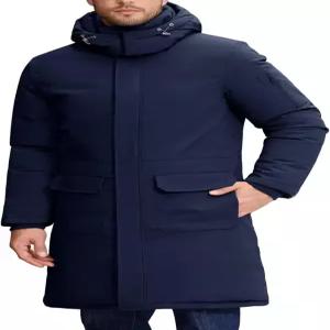 히크펙 남성 겨울 코트 롱 파카 퍼퍼 재킷 발수 윈드브레이커 단열 두꺼운 퍼피 후드 포함