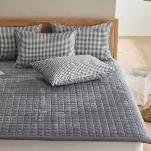 침대패드 체크체크 밍크극세사 SS 슈퍼싱글 그레이