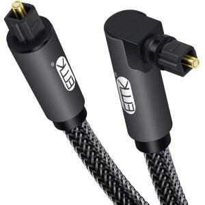 EMK 90도 토슬링크 광케이블 360도 자유 사운드 시어터, /PDIF (3.3피트 그레이 / PS4, 케이블 TV, 광섬유 플러그 1m) 회전 홈 대 S 남성 Xbox, 바,