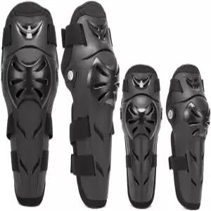 킹 쇼든 4Pcs 모터사이클 무릎 팔꿈치 패드 보호 모터크로스 레이싱 정강이 장비 블랙