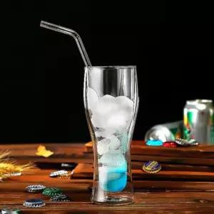 보냉 맥주잔 400ml 손잡이 로하티이중유리 유리컵 유 맥주잔 유리잔 유리컵