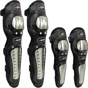 수테쿠스 무릎 패드 엘보 스테인리스 스틸 모터사이클 정강이 보호대 사이클링 산악 자전거 4PCS용