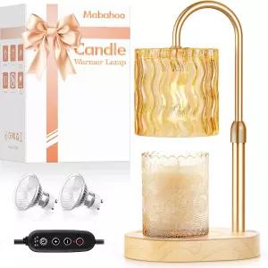 타이머가 달린 마바후 캔들 워머 램프 여성 엄마를 위한 생일 선물 병 캔들을 높이 조절식 전구 2개가