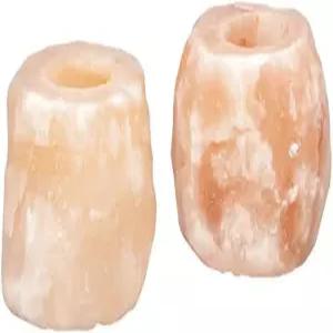 히말라야 글로우 티라이트 캔들 홀더 홈 데코 내추럴 스타일 핸드 조각 소금 램프 2팩