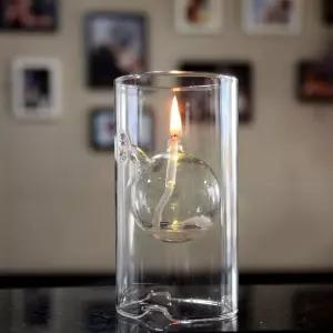 밈콘 유리 오일 라이트 보로실리케이트 블리스 서스펜션 허리케인 캔들 홀더 슬리브 램프 8 x 15cm(클리어