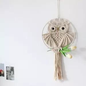 부엉이장식 행운의 마크라메 부엉이 월행잉/드림캐처 풍수 벽걸이