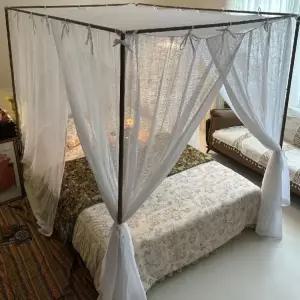 심플 커튼 침대 장식 캐노피 그물망 안뜰 식물 침실 인테리어 데코 텐트