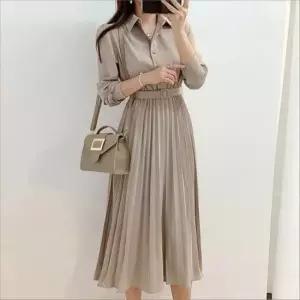 [SBD] 원피스 주름 하객룩 페미닌 플리츠 허리벨트 여자 롱