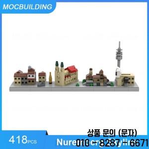 MOC 빌딩  제네바 및 누렌베르크 스카이라인 건축 모델 DIY 조립 벽돌 컬렉션 디스플레이 교육용 장난감 선