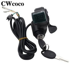 전기 자전거 엄지 스로틀 전압계 디지털 디스플레이 빨간색 화면 잠금 속도 제어 전자 터닝 핸들