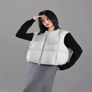 여성 캐주얼 밑단 네오프렌 패딩조끼 스트링 다운 조끼 라운드 민소매 OP1