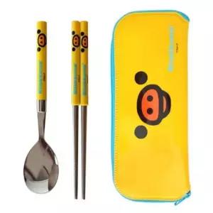 키이로이토리 수저 얼굴 케이스세트 휴대용 수저 어린이 캐릭터 세트 슬림