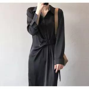 원피스 블랙 춘추 오피스룩 여사친 엘레강스 옆단추 새틴 커리어 KS3