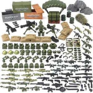 펠렙 육군 장난감 건물 세트 군인 피규어용 군사 무기 팩 200 PCS 블록 위장 전투복 키트 2차 세계대전
