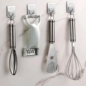 자기 접착 수건 걸이 304 스테인레스 스틸 스틱 온 벽 후크 홈 코트 가운 욕실 조직 액세서리