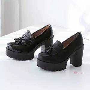 여성 키높이 가보시힐 통굽 펌프스힐 태슬 로퍼 힐태슬jkl029