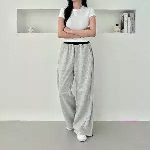 스트링 밴드포인트 배색 바지 조절 팬츠mno742