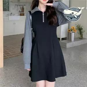 골지원피스 스타일리쉬 집업 원피스 캐주얼 나그랑 핀턱