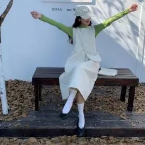 [SBD] 그린니트+누빔 나시 여성패션 허리밴딩 원피스 세트