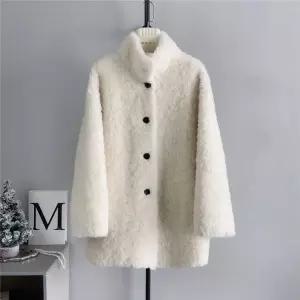 여성 양털코트 반코트 뽀글이 천연호주산양모 하이넥 울100 4컬러 리얼퍼코트
