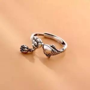 사이즈조절 반지 행운반지 연꽃 잉어 연꽃반지 은반지