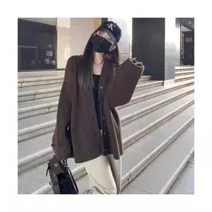 여자 롱 가디건 카디건 가을 빈티지 넥 니트 하프 ST3