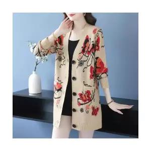 여자 롱 가디건 카디건 하프 니트 봄가을 스웨터 상의 ST3