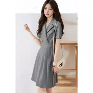 여자 쉬폰 스커트 시폰 정장 원피스 여름 언니 플리츠 ST2