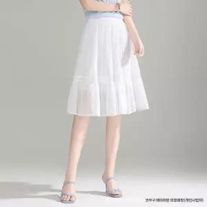 여자 쉬폰 스커트 시폰 여름 허리밴딩 하이웨스트 우산 플리츠 A라인 ST2