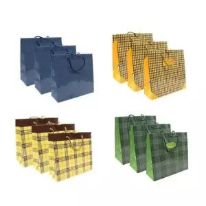 선물포장 종이쇼핑백 체크혼합 (50개입) 4호