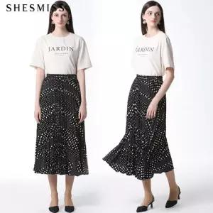 [쉬즈미스] 도트 밴딩 플리츠 롱 스커트