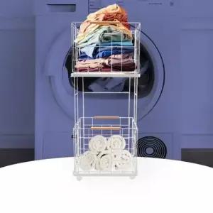 빨래정리함 가을 인테리어를 완성하는 이동식 2단 빨래바구니