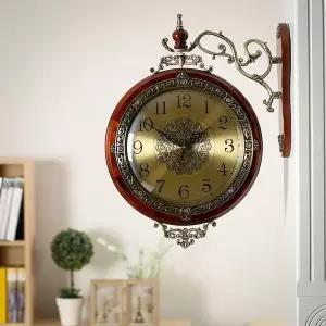 로코코 원목 양면 벽시계 무소음 인테리어시계