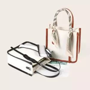 패션 미니 캔버스 크로스백 스카프 포인트 핸드백 쇼퍼백 바디백