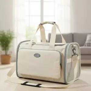 부드러운 접이식 숄더백 베이지 1p 강아지 이동가방 이동장