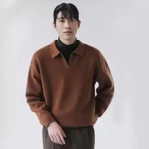 와플 남자니트 가을 카라니트 V넥 오버핏 스웨터 니트 남자 카라 패션