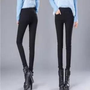 허리 밴딩 베이직한 디자인 슬림한 핏 안감 기모 팬츠