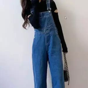 빈티지 데님 멜빵 바지 스트릿 무드 진청 점프수트