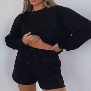 여성 긴팔 맨투맨 반바지 세트 루즈핏 안감스티치기모