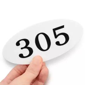 호실판 흰색 타원형 1P 아크릴 현관 번호판 문 호수판