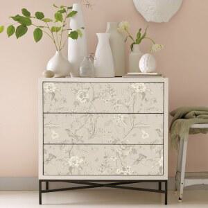 레트로 라이트 옐로우 꽃 벽지 우아한 자체 접착 방수 캐비닛 스티커 탈착식 PVC 방수 홈 데코