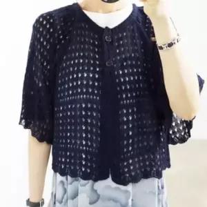빅사이즈여성가디건 여름 사각 그물 빅사이즈 볼레로 가디건
