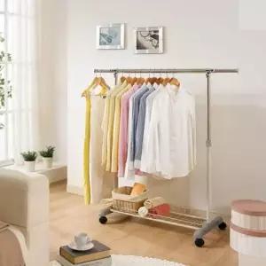 [JED] 이동식바구니선반 바구니 옷걸이선반 이동식행거 기숙사 원룸 1단옷걸이선반 옷걸이 행거